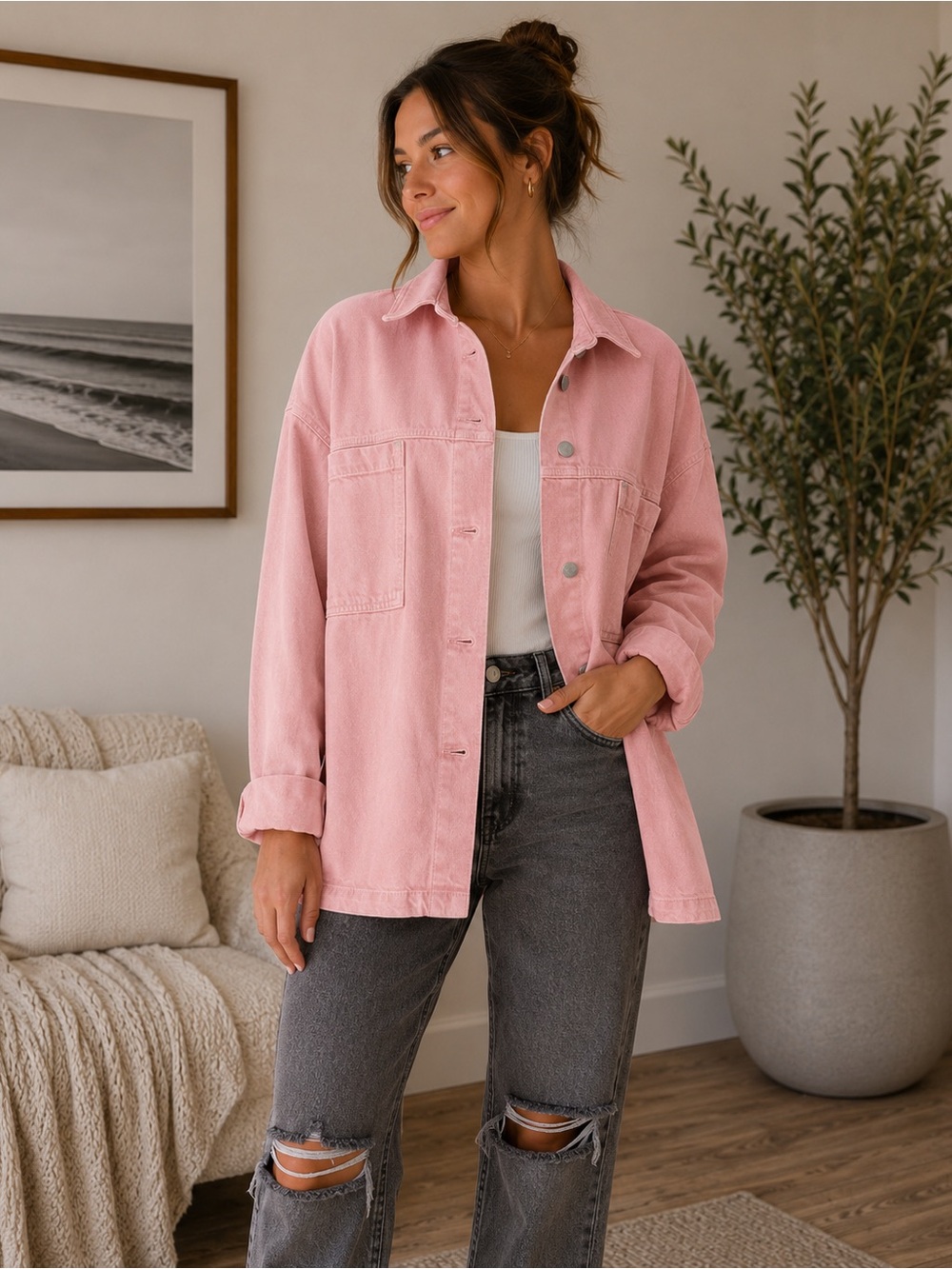 Zara Pink Denim Jacket